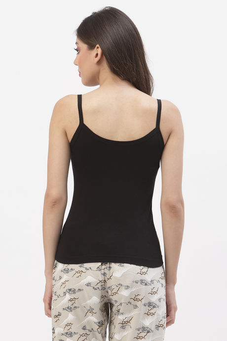 Floret Cotton Camisole (Pack of 2) - White Black — image 3